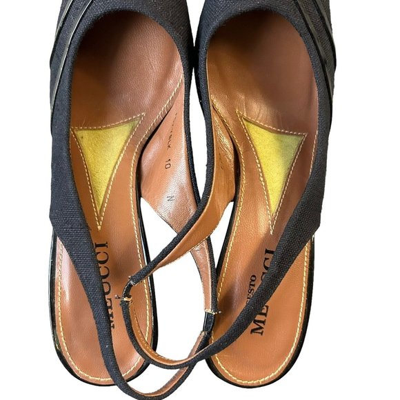 Sesto Meucci Black Fabric & Patent Leather Slingback Pointy Toe Heels Womens 10N - Picture 10 of 15